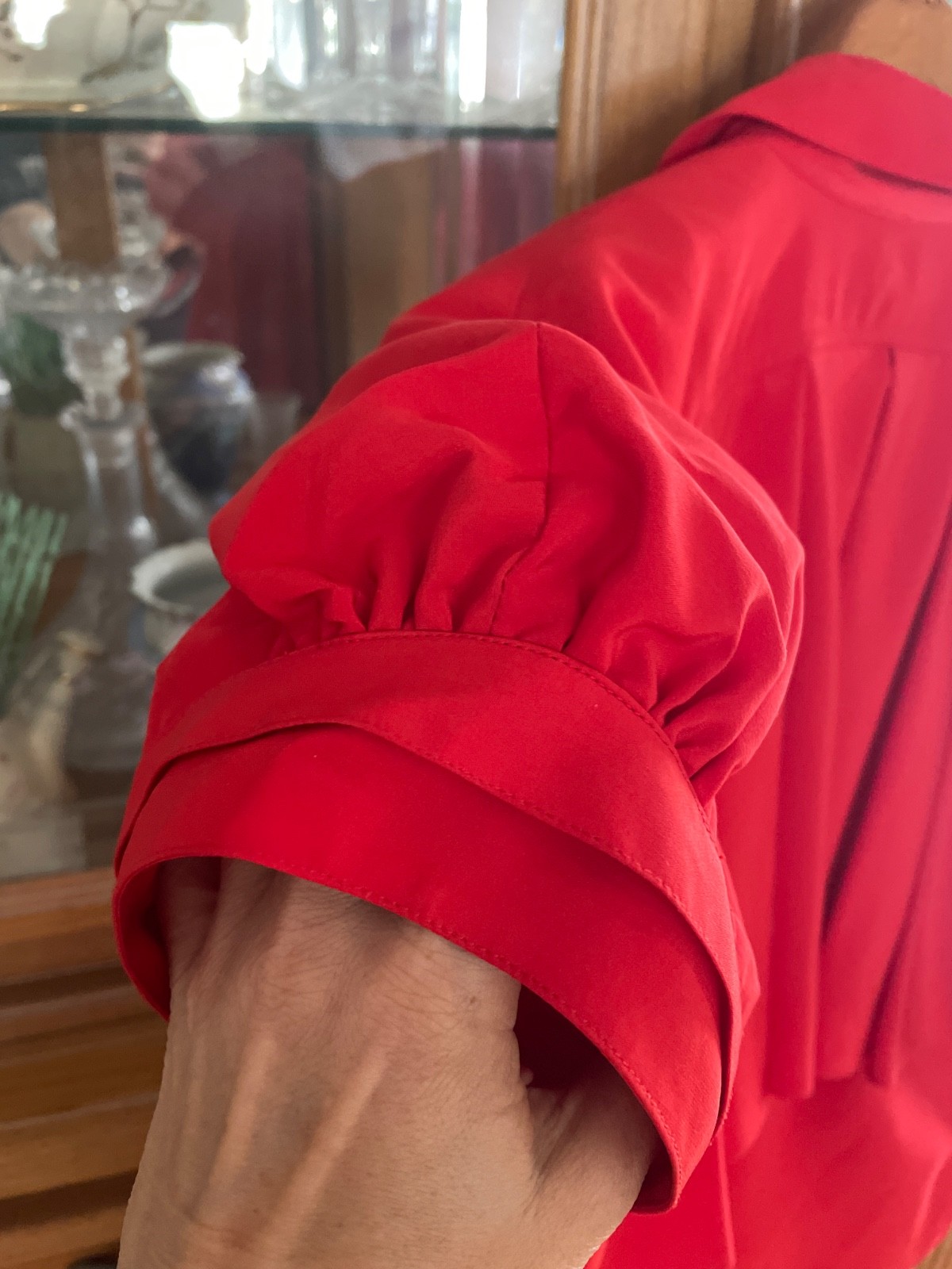 Jacques Molko Paris Vintage Red 100% Silk Top Lux Designer 1980&rsquo;s – 1990&rsquo;s RARE!