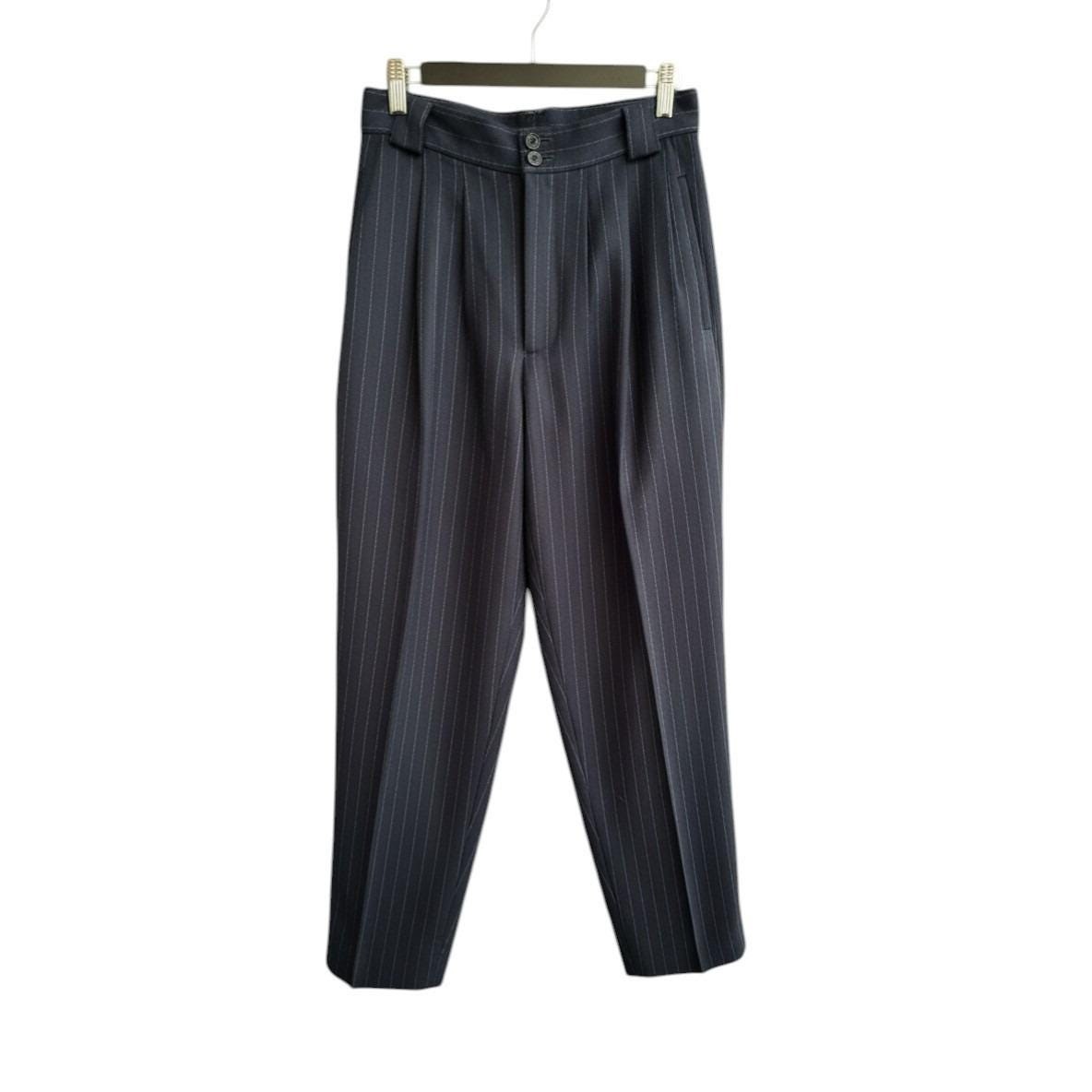 VTG Giorgio Sant&rsquo;Angelo 100% Wool Pinstripe Trousers Navy Blue 70s Academia sz 6