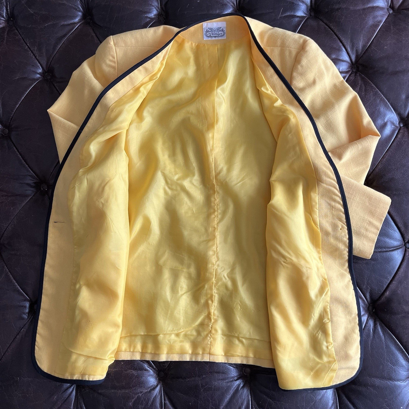 Vintage The Villager Yellow Suit Jacket collarless blazer Women&rsquo;s