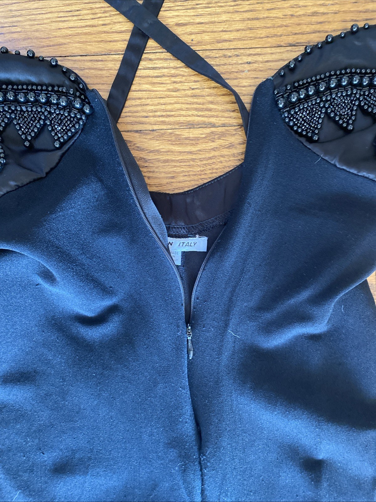 Vintage 1990s Black Byblos Beaded Catsuit Jumpsuit Bodysuit AS IS