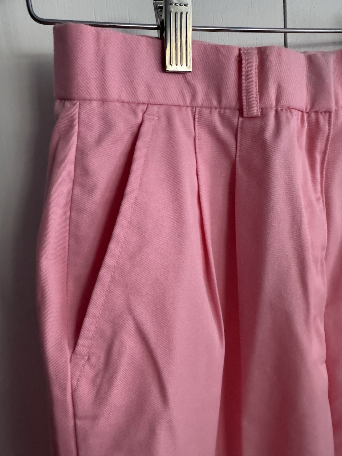 Vintage 1980s Pink Pleated Polyester Cotton Blend Pants High Waisted Rise