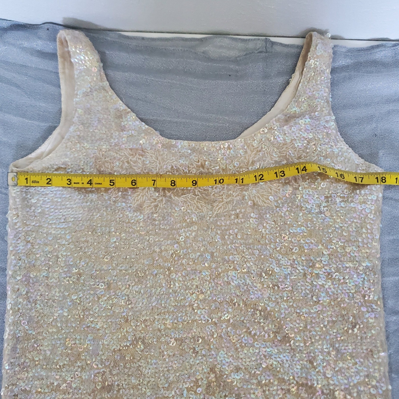 Vintage Alexanders Cream Wool Sequin Beaded Tank Top Shell Sz 38 Flapper Gatsby