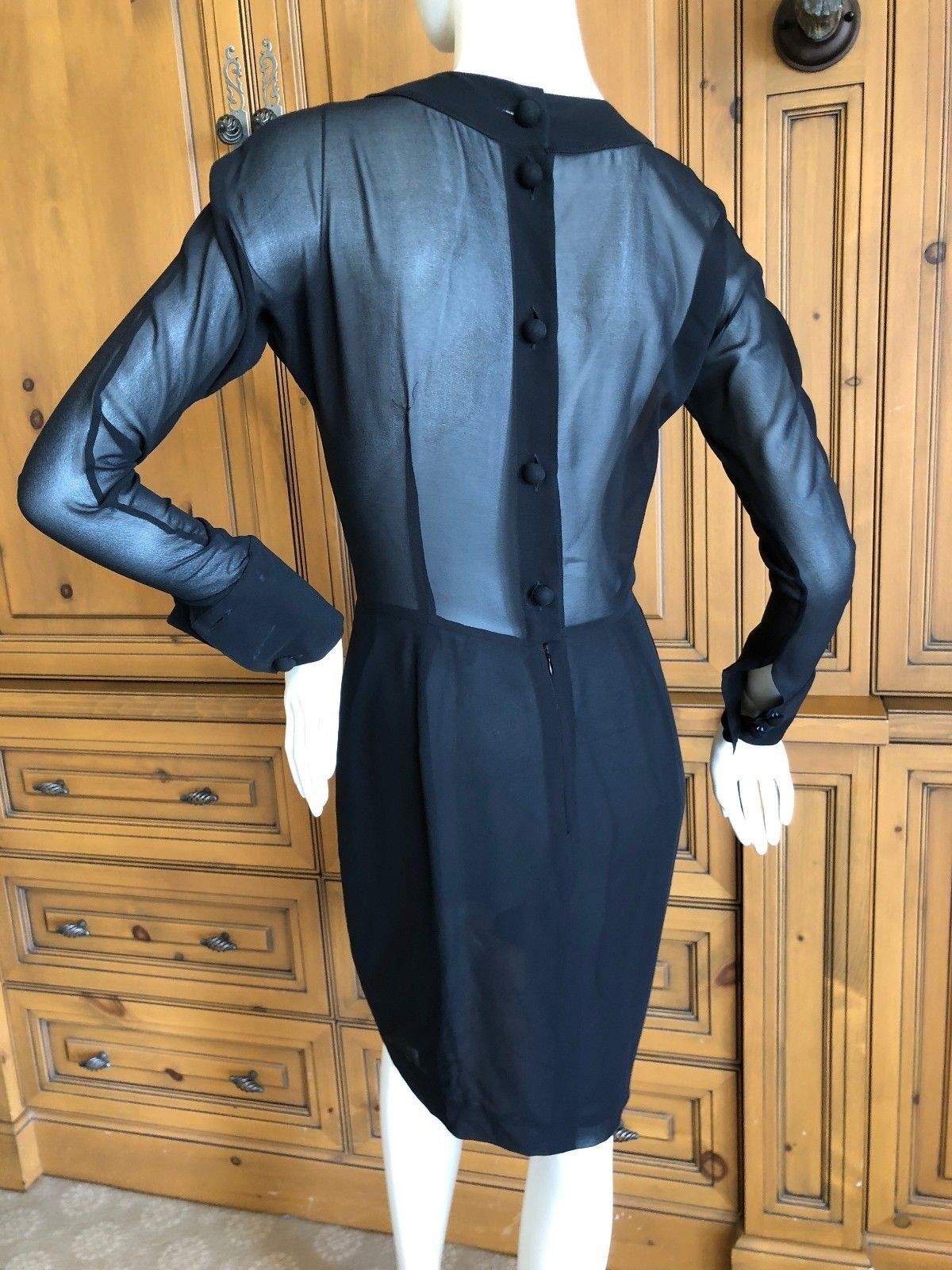 TO DIE FOR Christian Lacroix Lux Sheer Black Silk Cocktail Dress with Cape