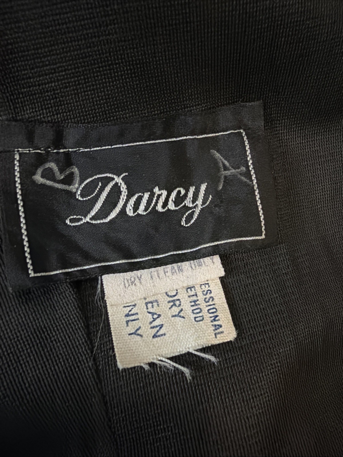 Vtg 1980s Darcy Union Made Hi-Low Dress Black Metallic Bow Formal M 11/12