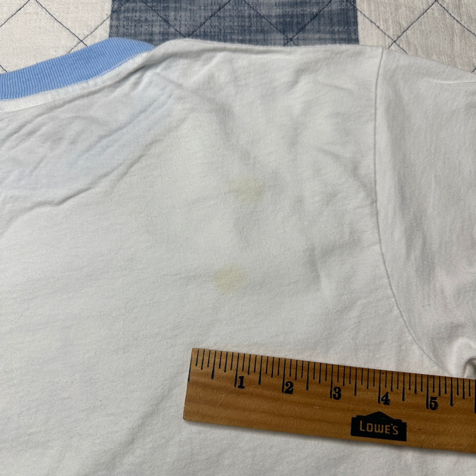 Vintage 2001 Care Bears Bedtime Bear Ringer T-Shirt White Blue XL Made in USA