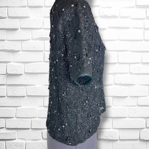 Vintage 90s Emanuel Ungaro Beaded Lace Blouse Size Small