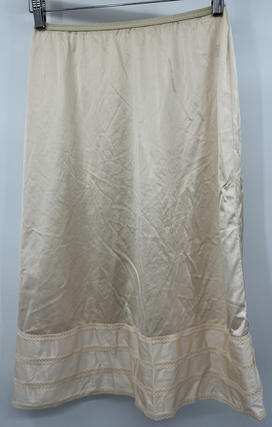 Vintage Lorraine Size Medium Tall Beige Half Slip Silky Nylon