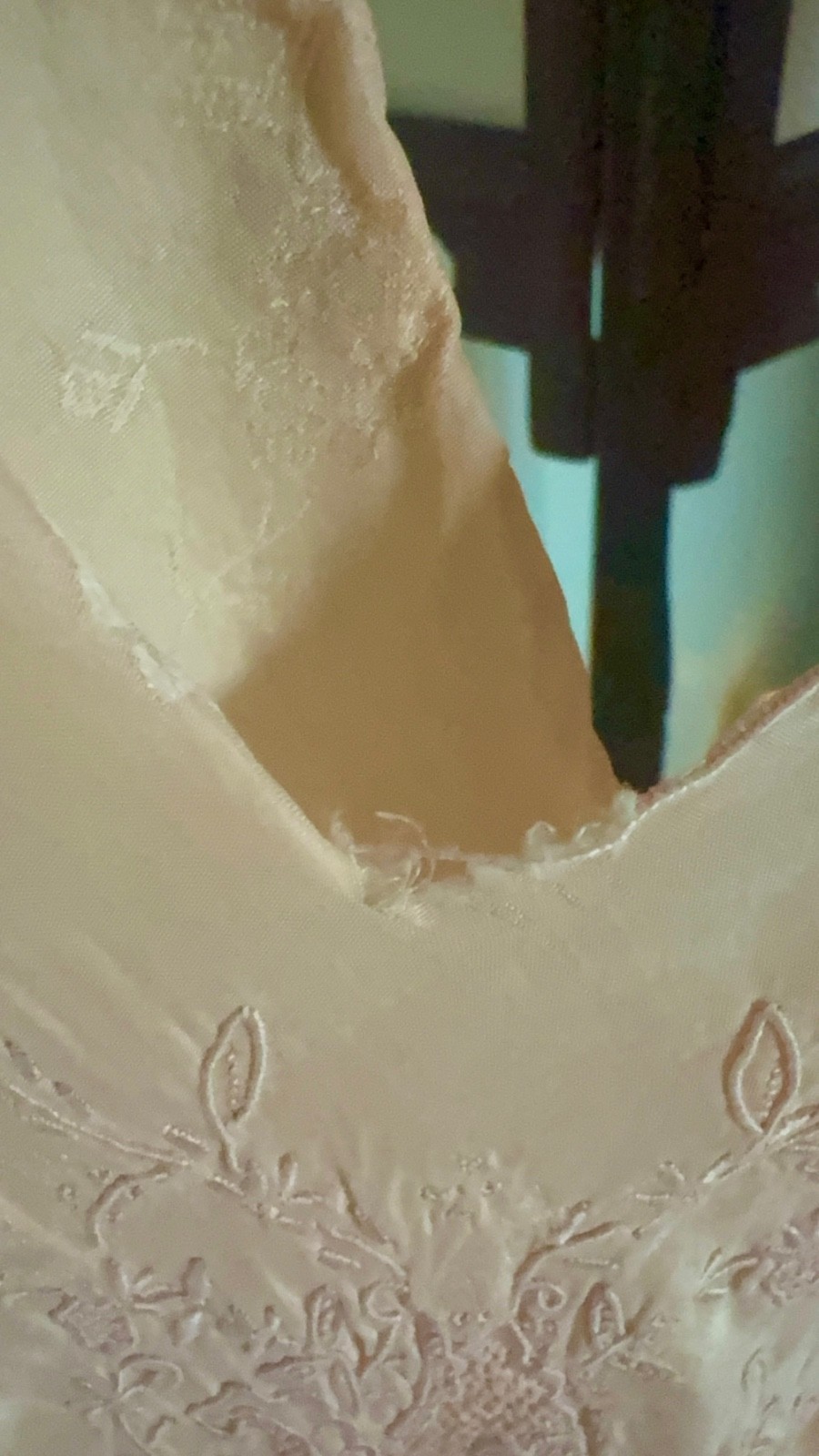 1930s Hand Made Embossed and Embroidered Silk Lace Art Deco Nightgown