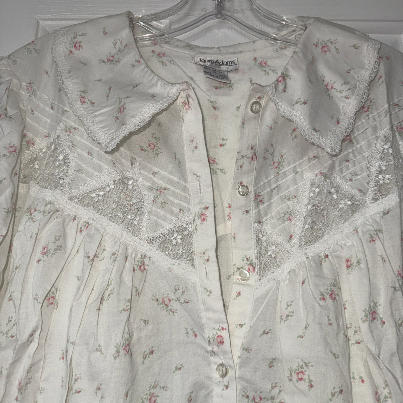Lot 2- Vintage 100% Cotton Long Robe Dress Nighty Laura Adams New Cottagecore M