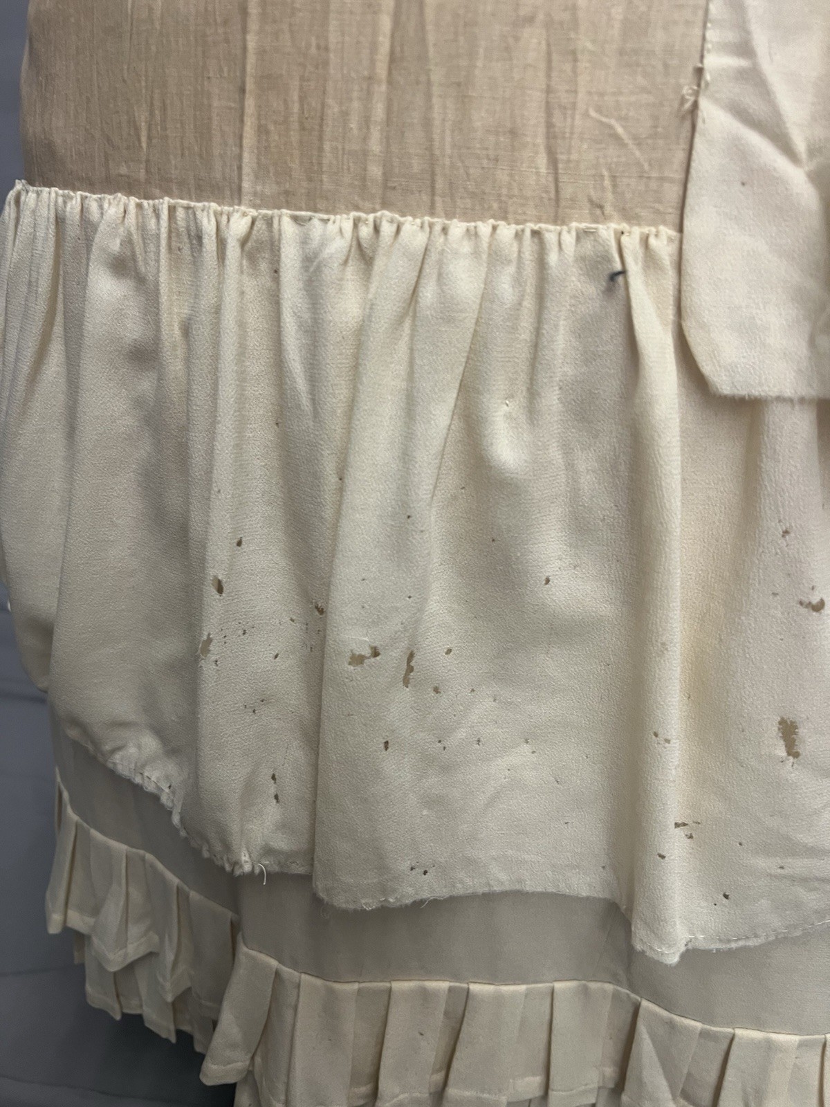 1870’s Two Pc Ivory Wool Bustle Gown