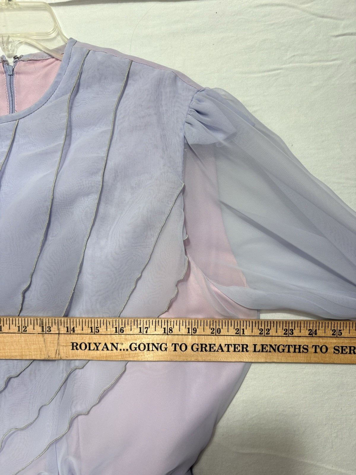 VTG 1950s Lavender Chiffon Maxi Dress USA Regency Boho Fairy Prairie Sz 38 (8-10