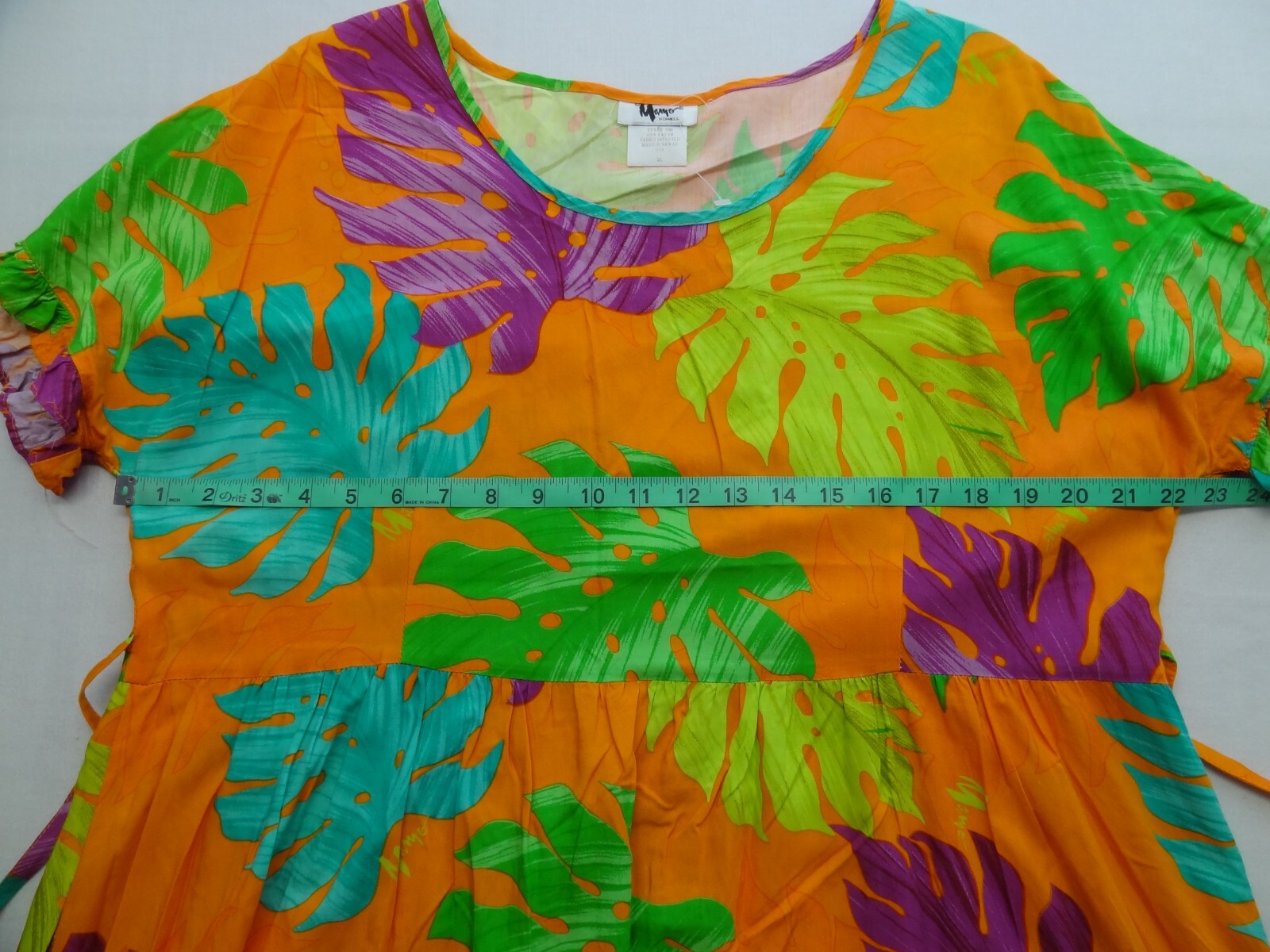 Mamo Howell XL 100% Rayon Colorful Hawaiian Dress VTG Style 530 Tie Waist USA