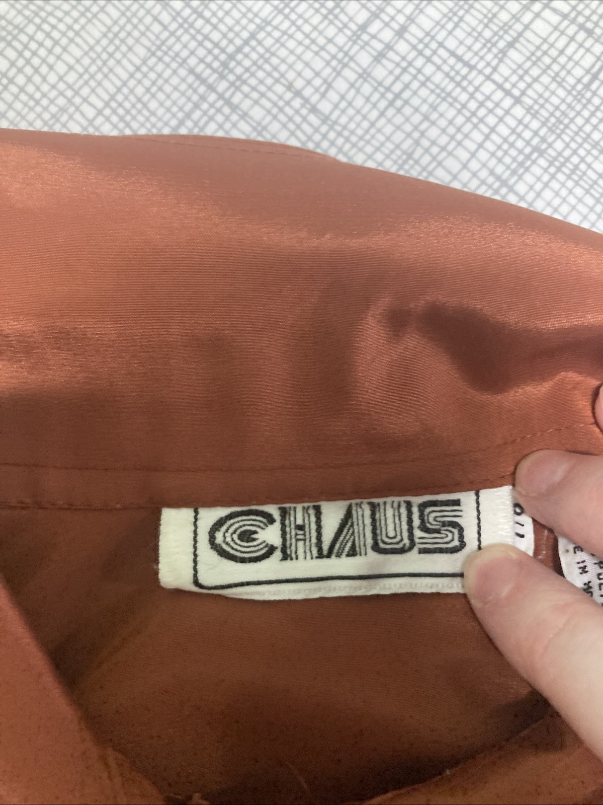 Vtg 80s Chaus Blouse Size 7/8 Fit Med Orange Rust Copper Secretary Top Retro EUC