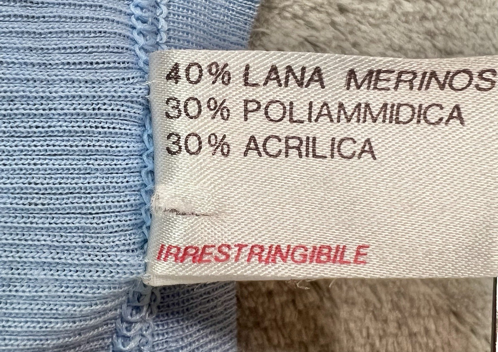 Vintage Wool Blend Base Layer Women&rsquo;s M Italy 5 Blue NWOT NOS Made in Italy
