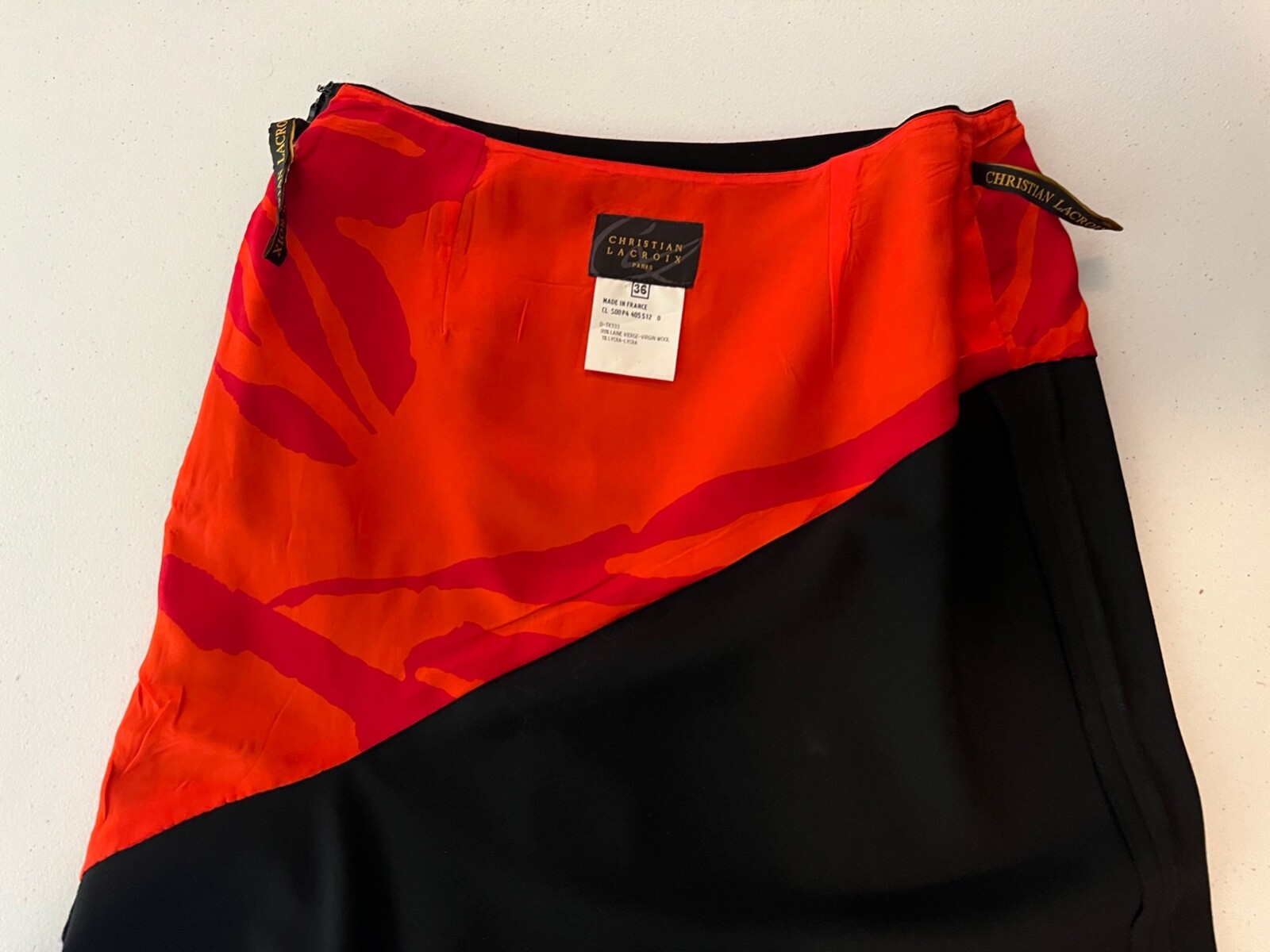 Vintage Christian Lacroix 1990s Black Asymmetrical Skirt Size 36
