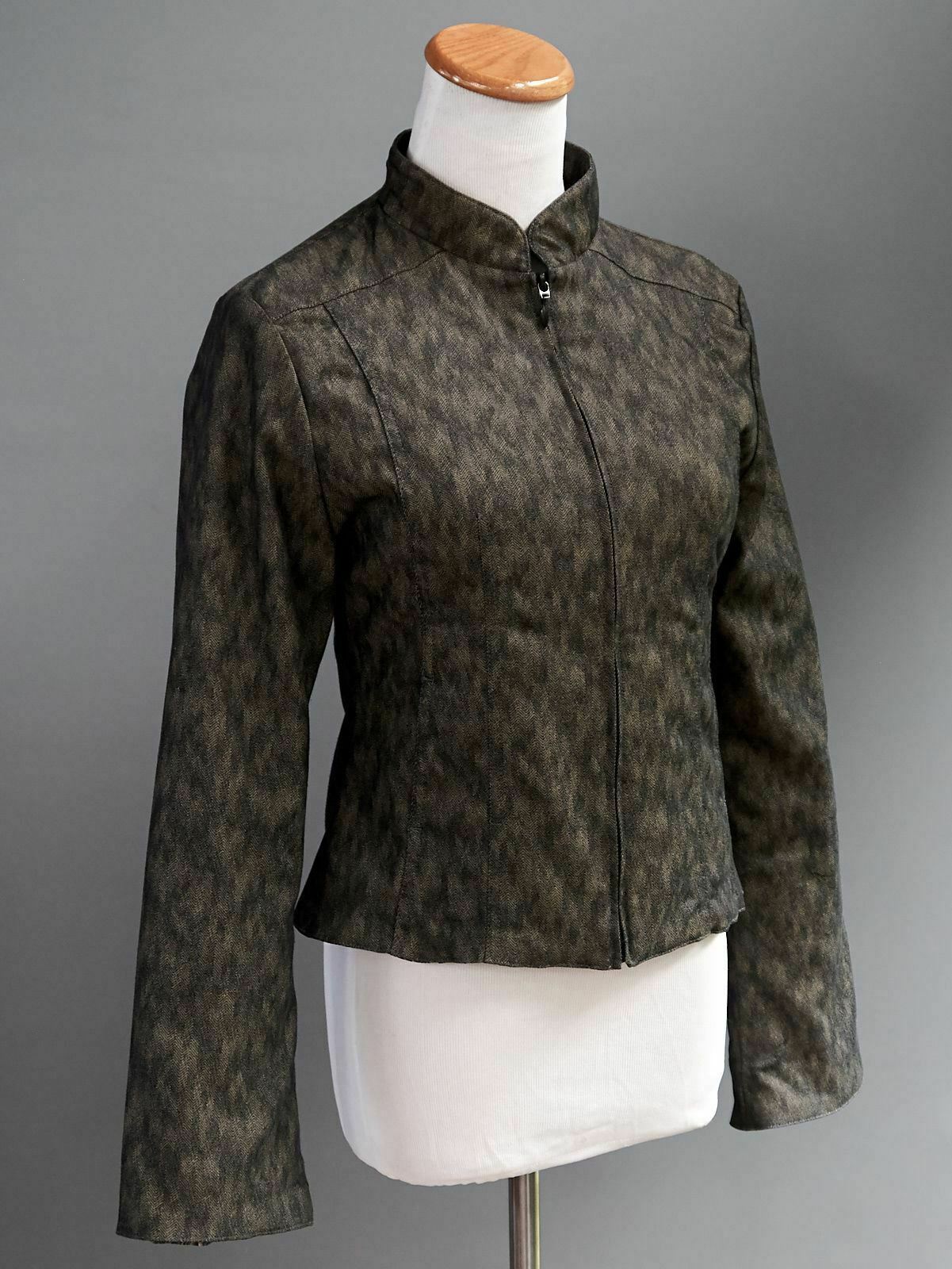 VTG Kenzo Jungle Fitted Racer Jacket Coat Graphic Tattoo Print Stripe Lining XS