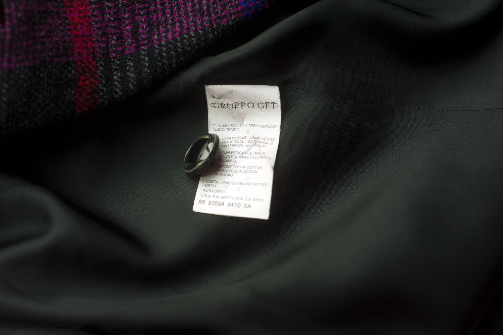 Emanuel Ungaro Collection Plaid Wool Jacket Blazer Gray Pink Blue IT 42 US 6