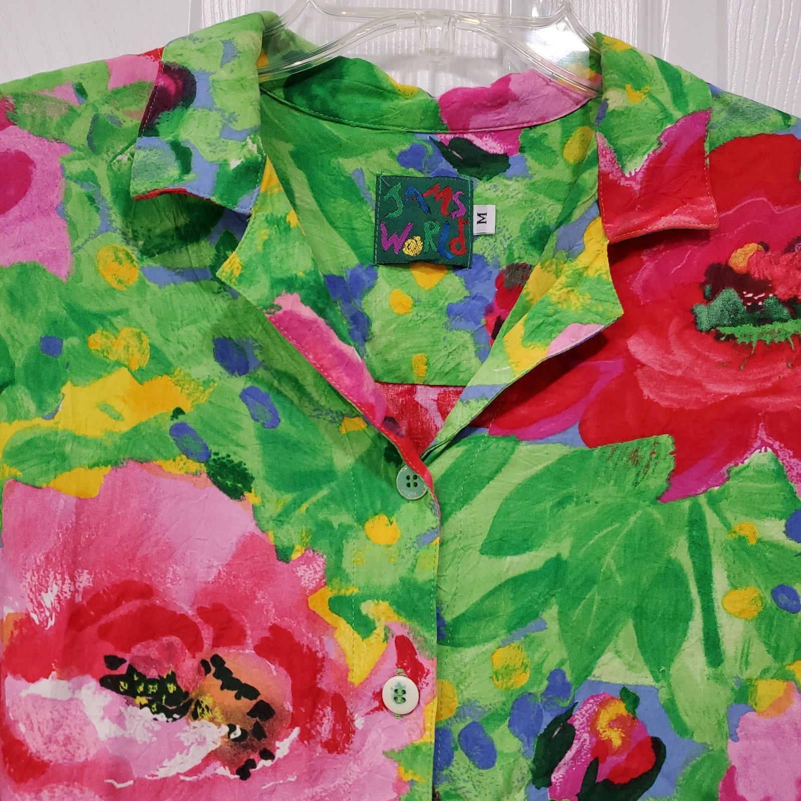 Vintage Jams World Womens Hawaiian Button-up Shirt Size Medium Floral Collectors