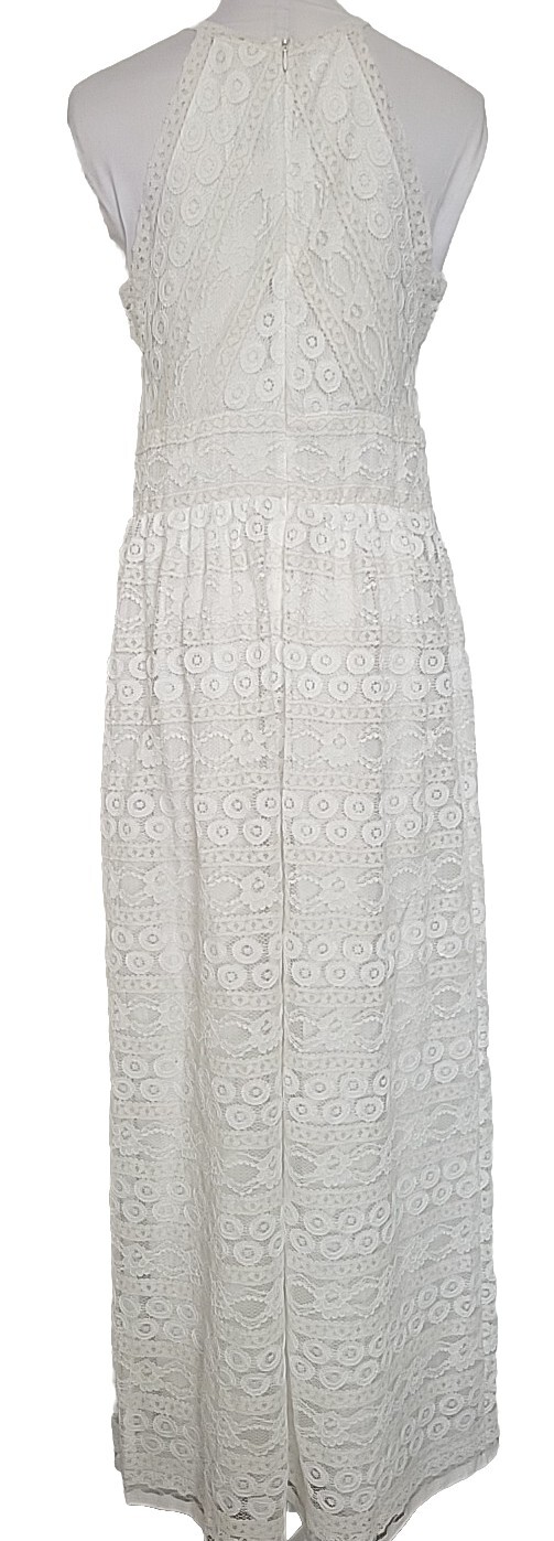 New Max Studio Floral Ivory Lace Halter Maxi Dress Size M/L Wedding Party Beach