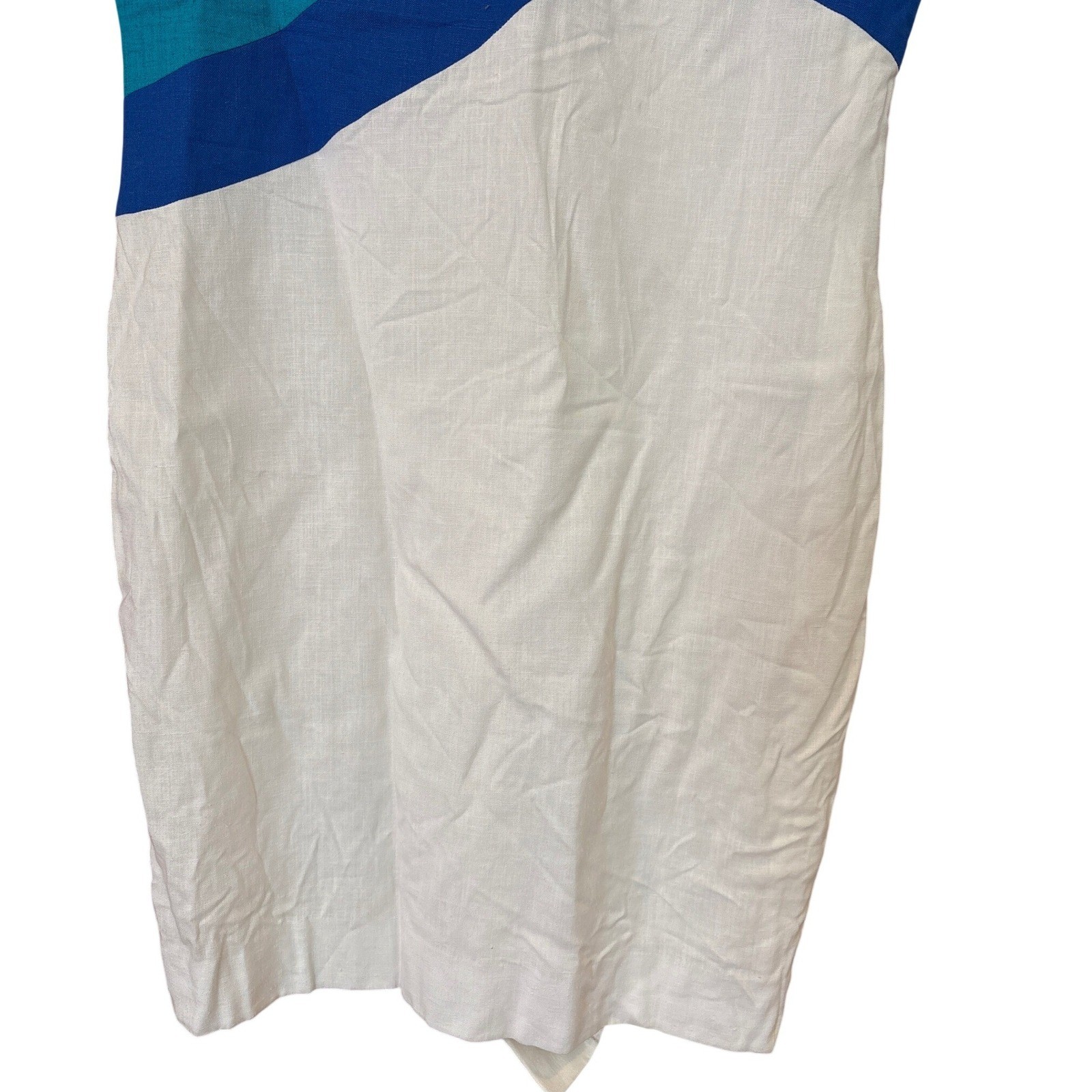 David Warren Sheath Dress Women White Blue Starfish Nautical Linen Blend SIZE 14