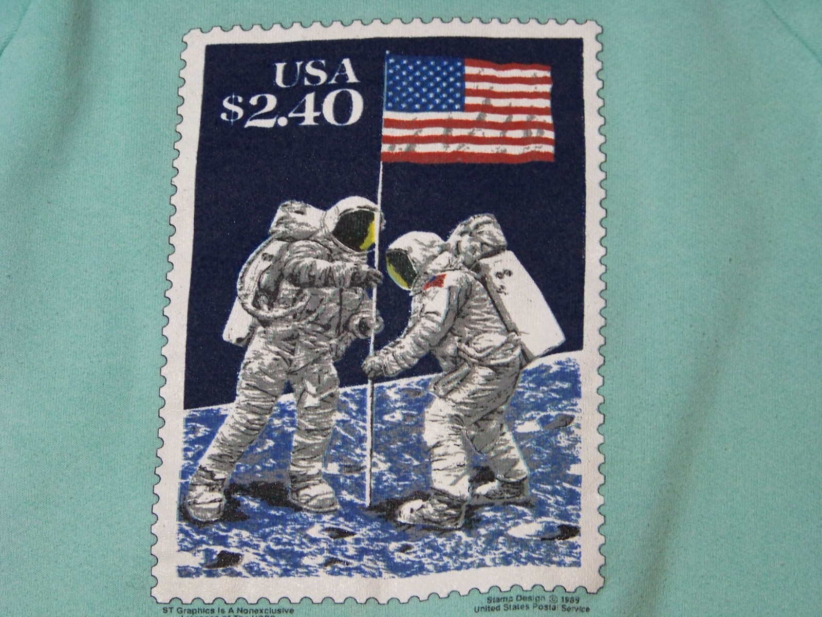 Vtg. U.S. Postal Service 1989 Sweatshirt – L – Priority Stamp « Man On The Moon »