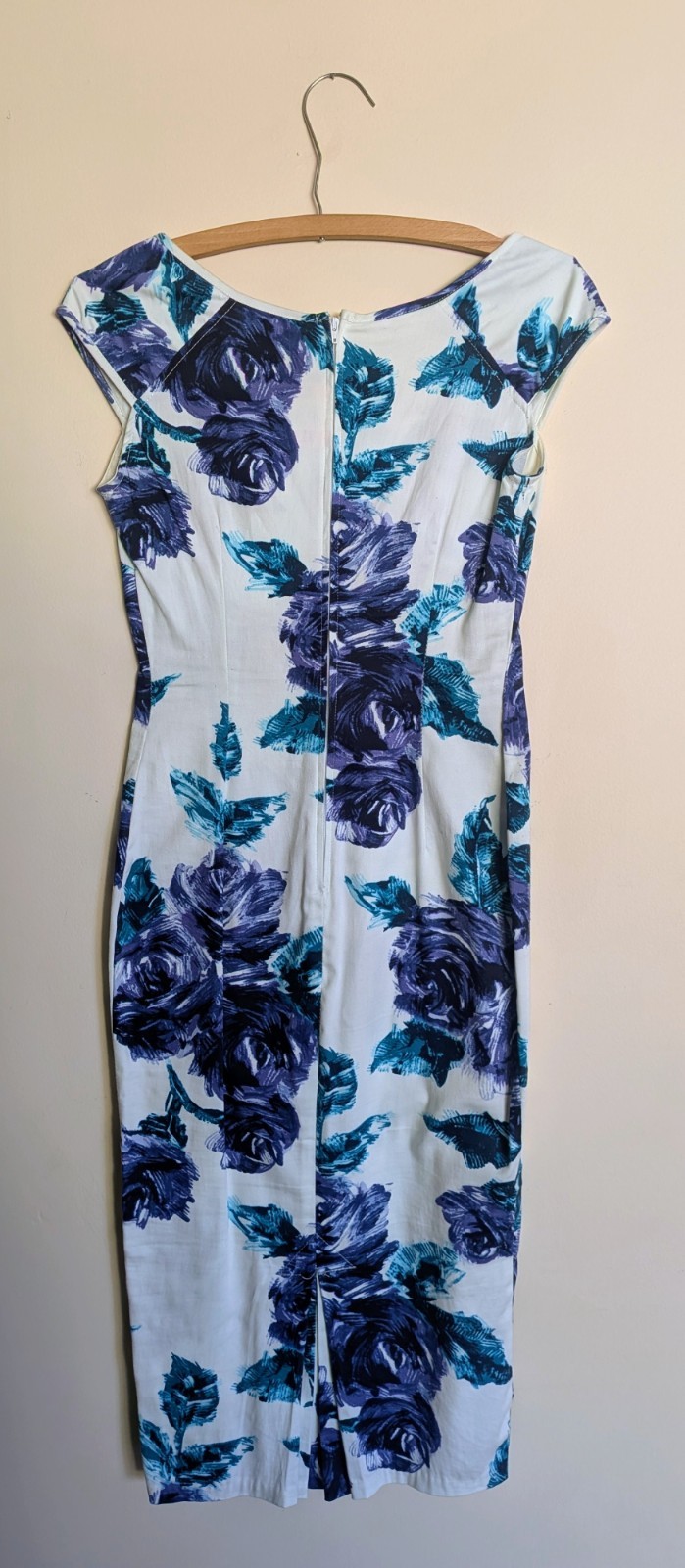 Pinup Couture Erika Wiggle Dress Blue Rose Floral + Matching Bolero – Size Small