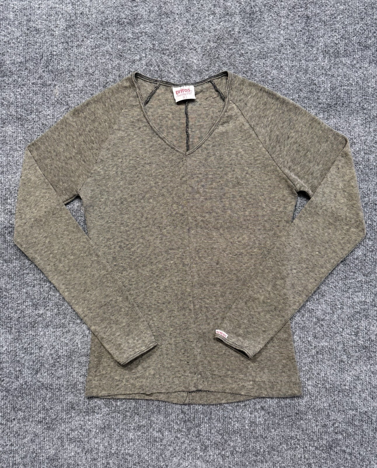 Vintage 1970s Dittos Feel The Fit! Long Sleeve Knit Top Green