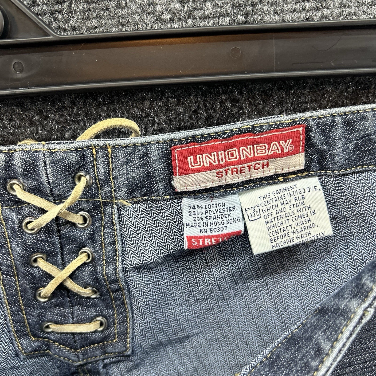 Vtg UnionBay Jeans Juniors 29×30 Low Rise Bootcut Flare Bareback Lace Up Y2K 00s