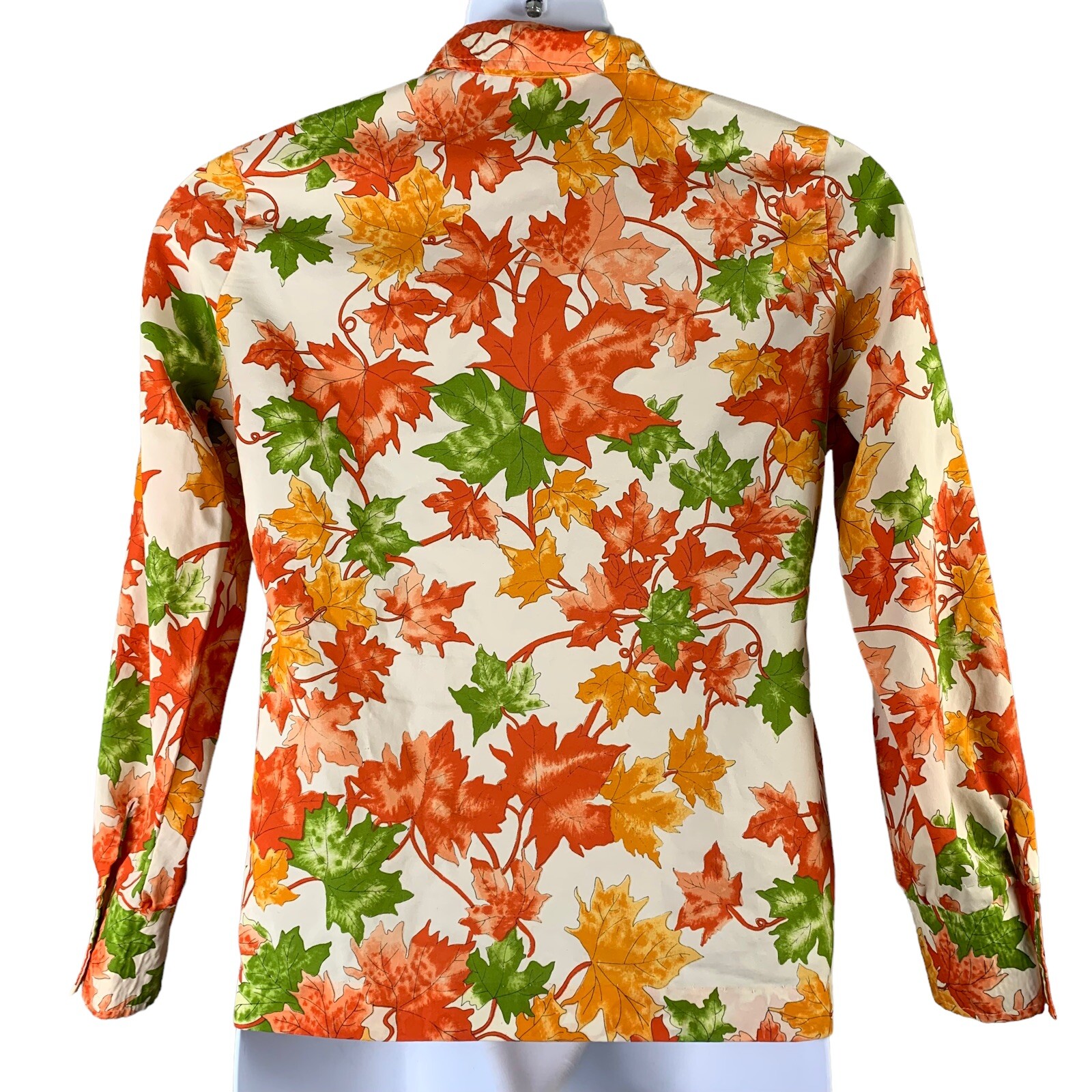 Vintage Medium Shirt Button All Over Print Fall Leaves Graphic Pykettes Top