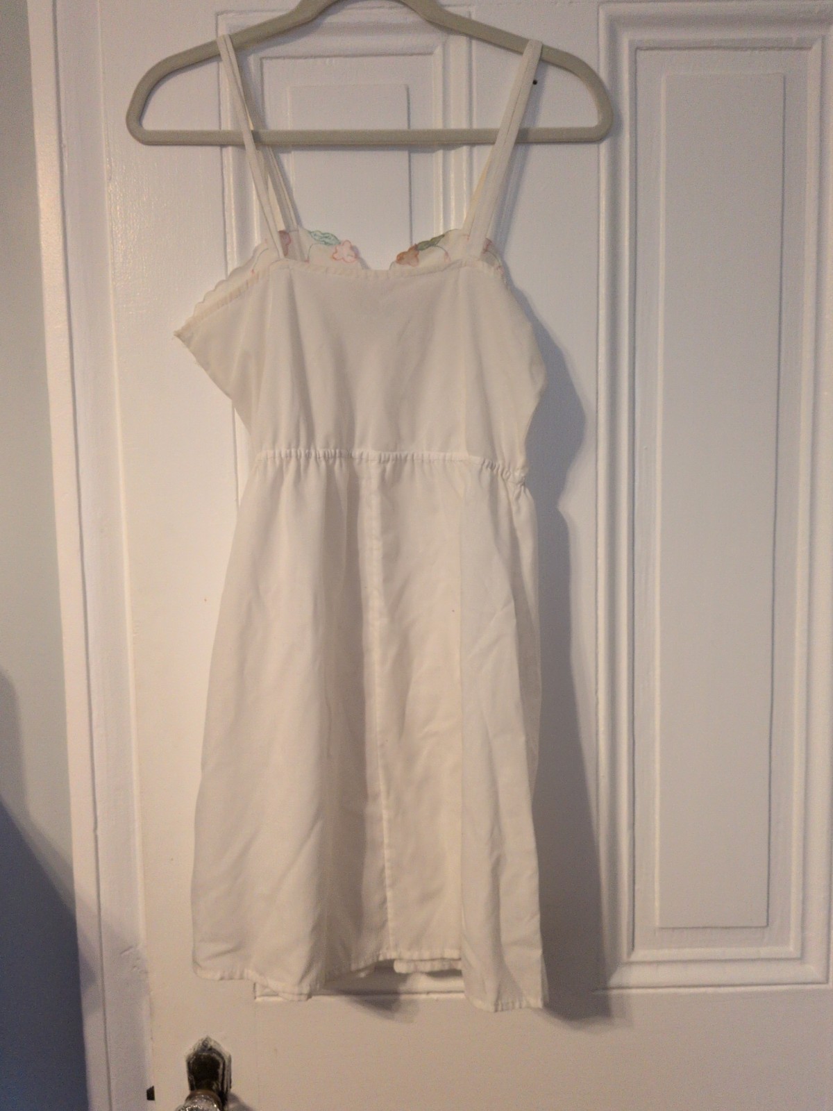 Vintage Cotton Blend Short Nightgown Robe Set Pink Flower Applique Trim Ruffle