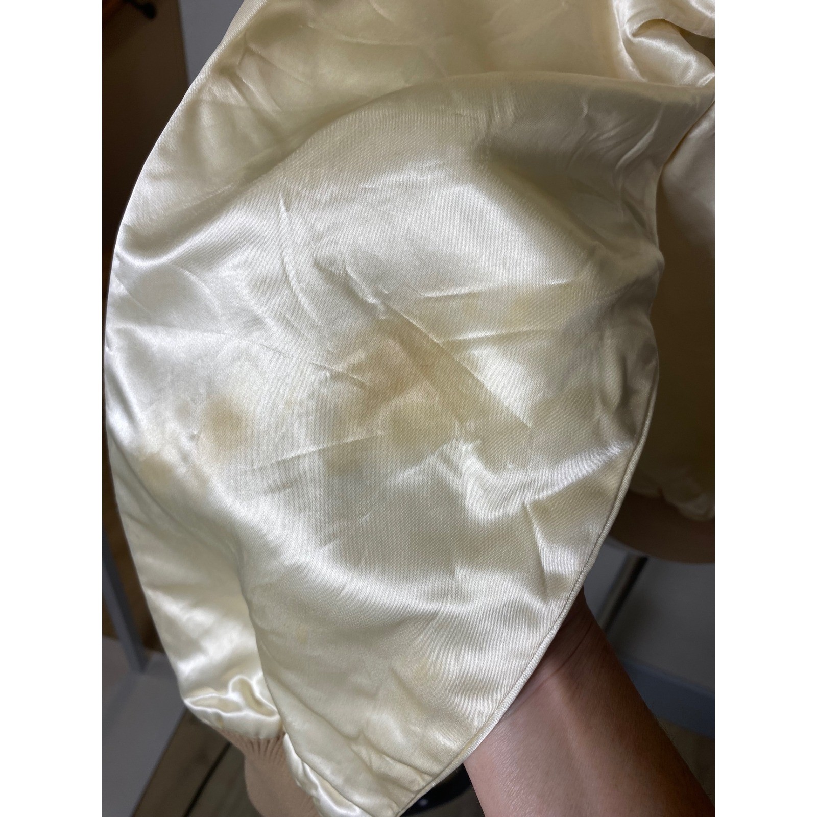 Vintage Satin Bomber Jacket Cream Jonis Corvette Chainstitch Varsity Snap Front