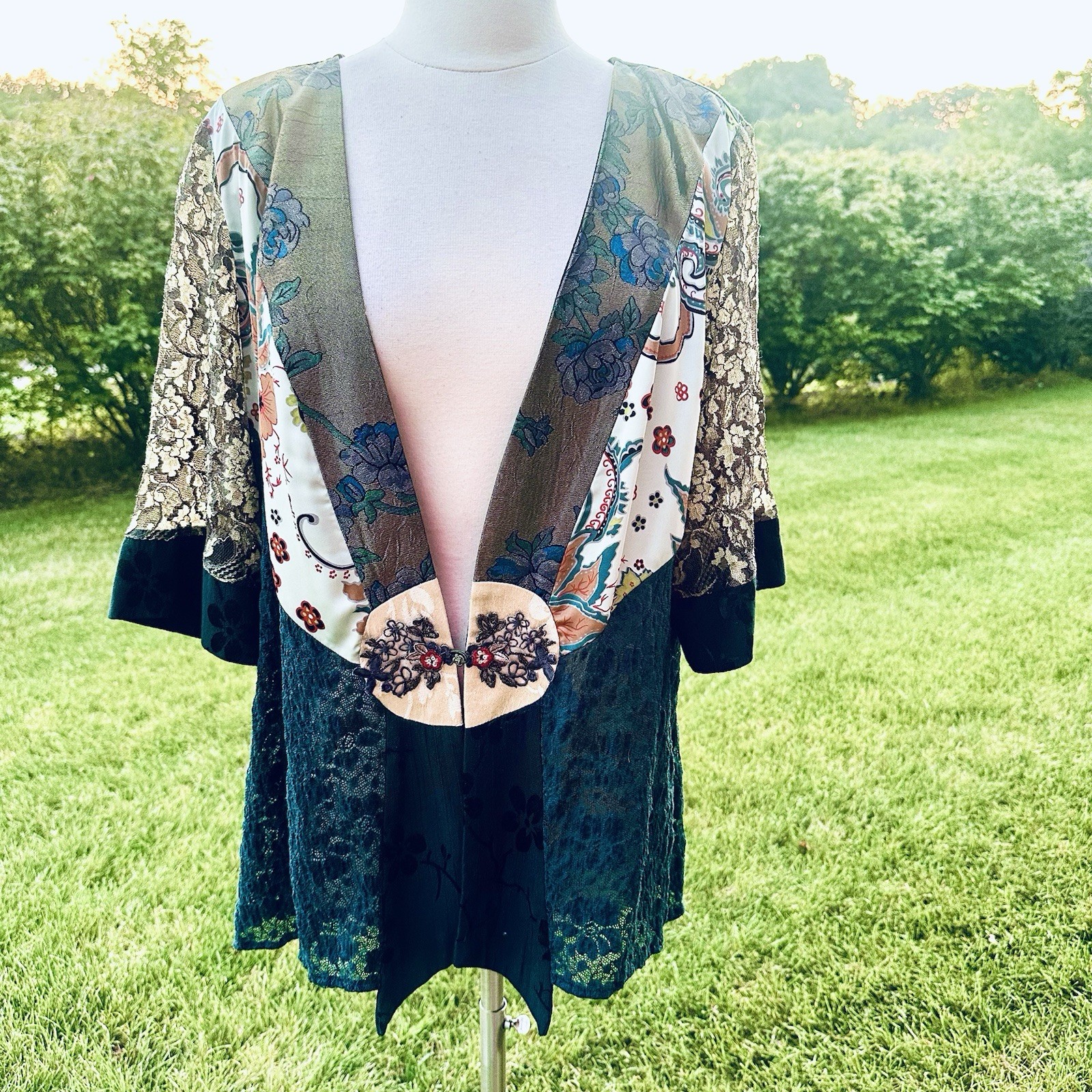 Spencer Alexis vintage mixed-media patchwork kimono top