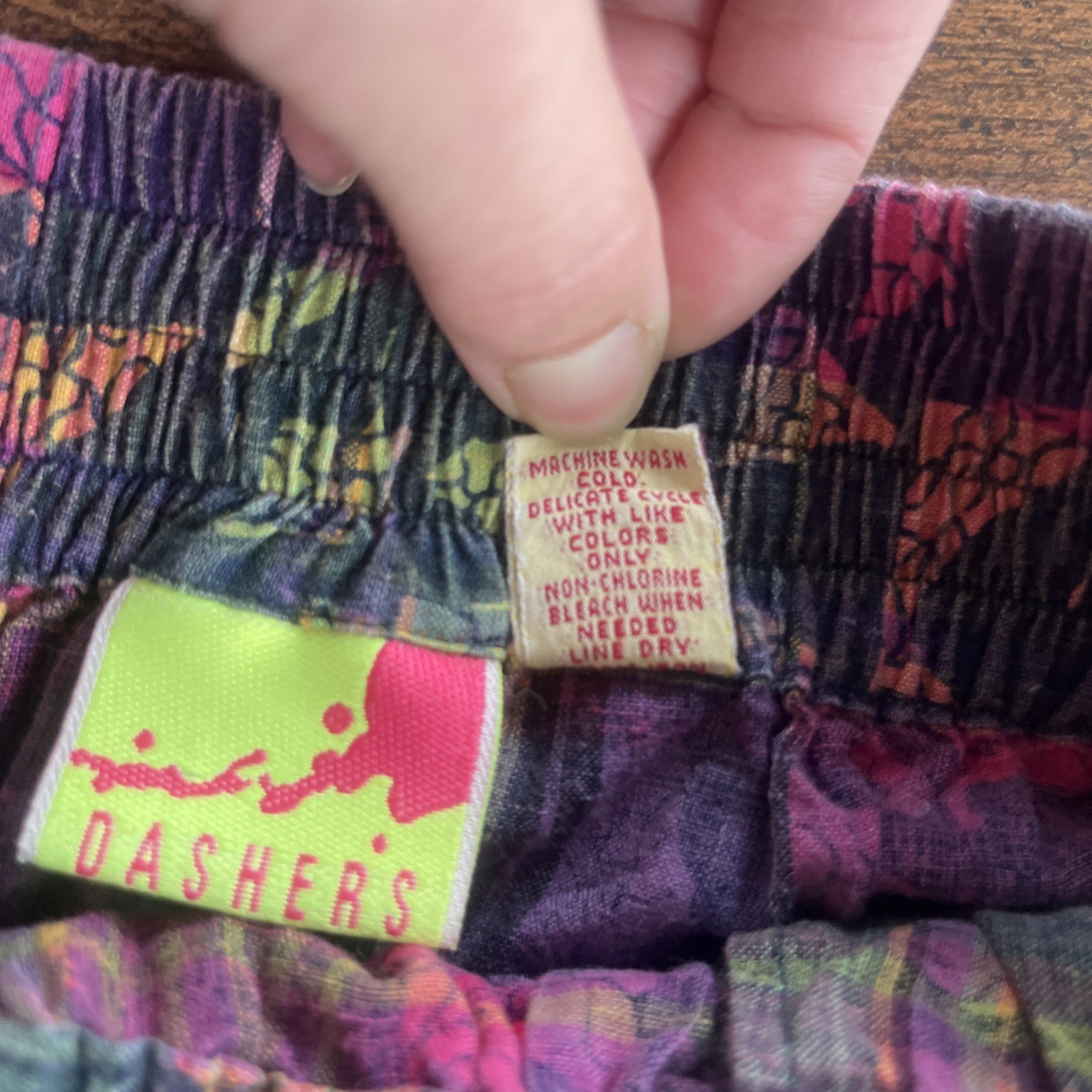 Vintage 80s Dashers Cotton Shorts Geometric Print Elastic Waist Medium Retro