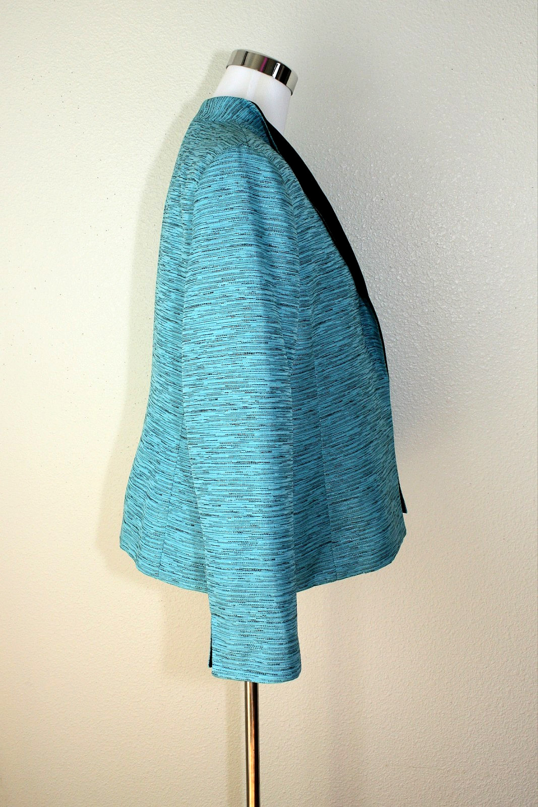 VTG Quiet Luxury Y2K KASPER Set Jacket & Sleeveless Top Sz 12P Turquoise Black *