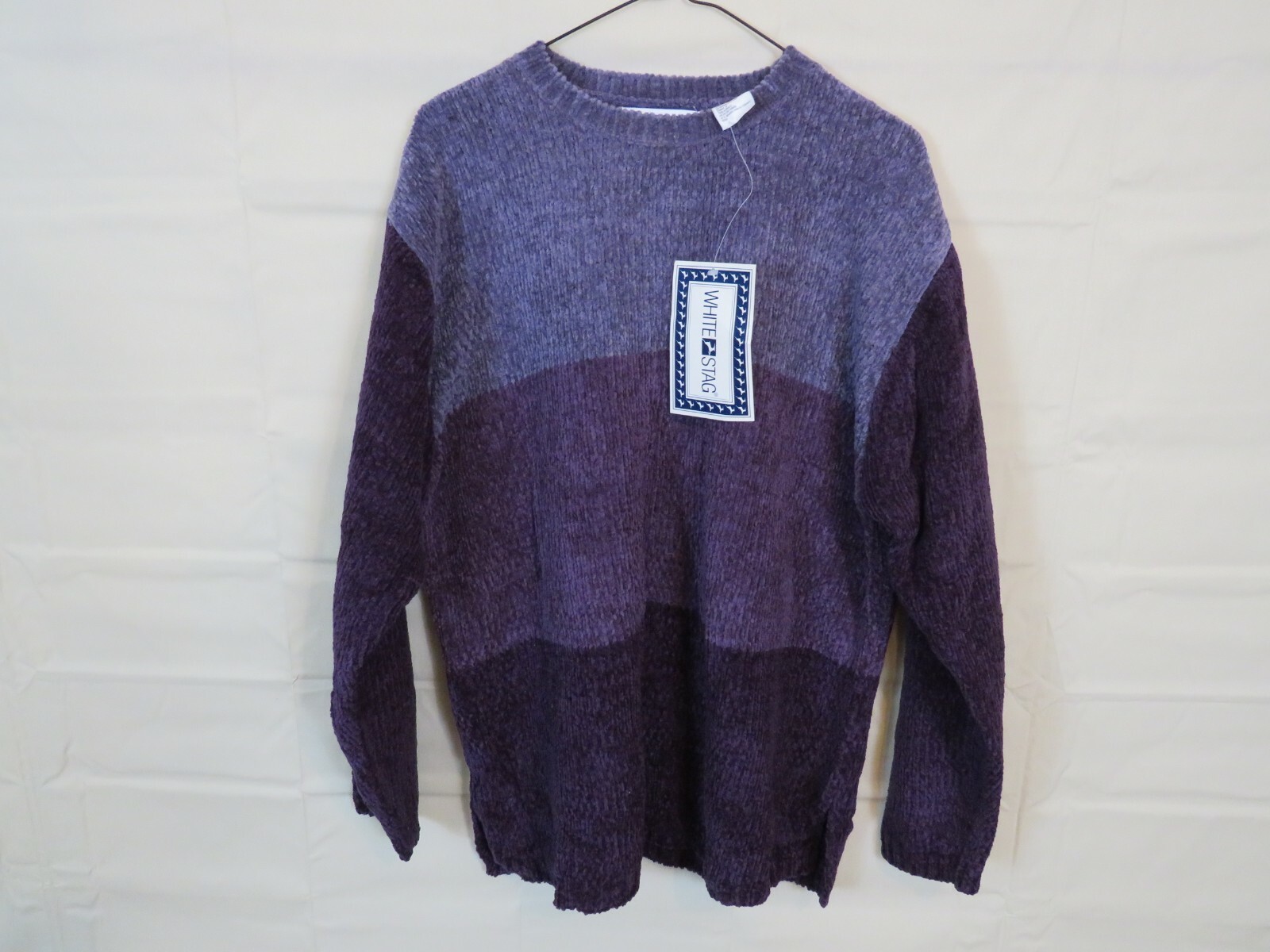 Vintage Ladies Shirt White Stag Size L Large Purple Sweater
