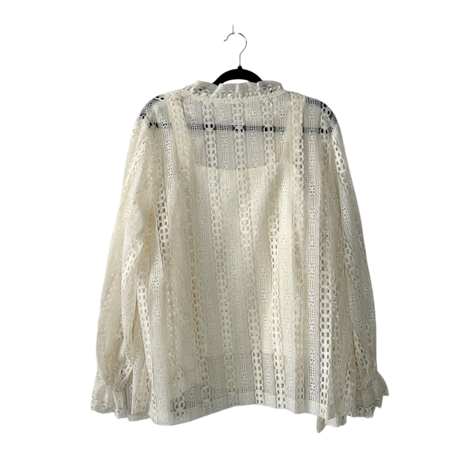 Vintage 70s Boho Romantic Prairiecore Cream Lace Tank and Cardigan Set XL/XXL