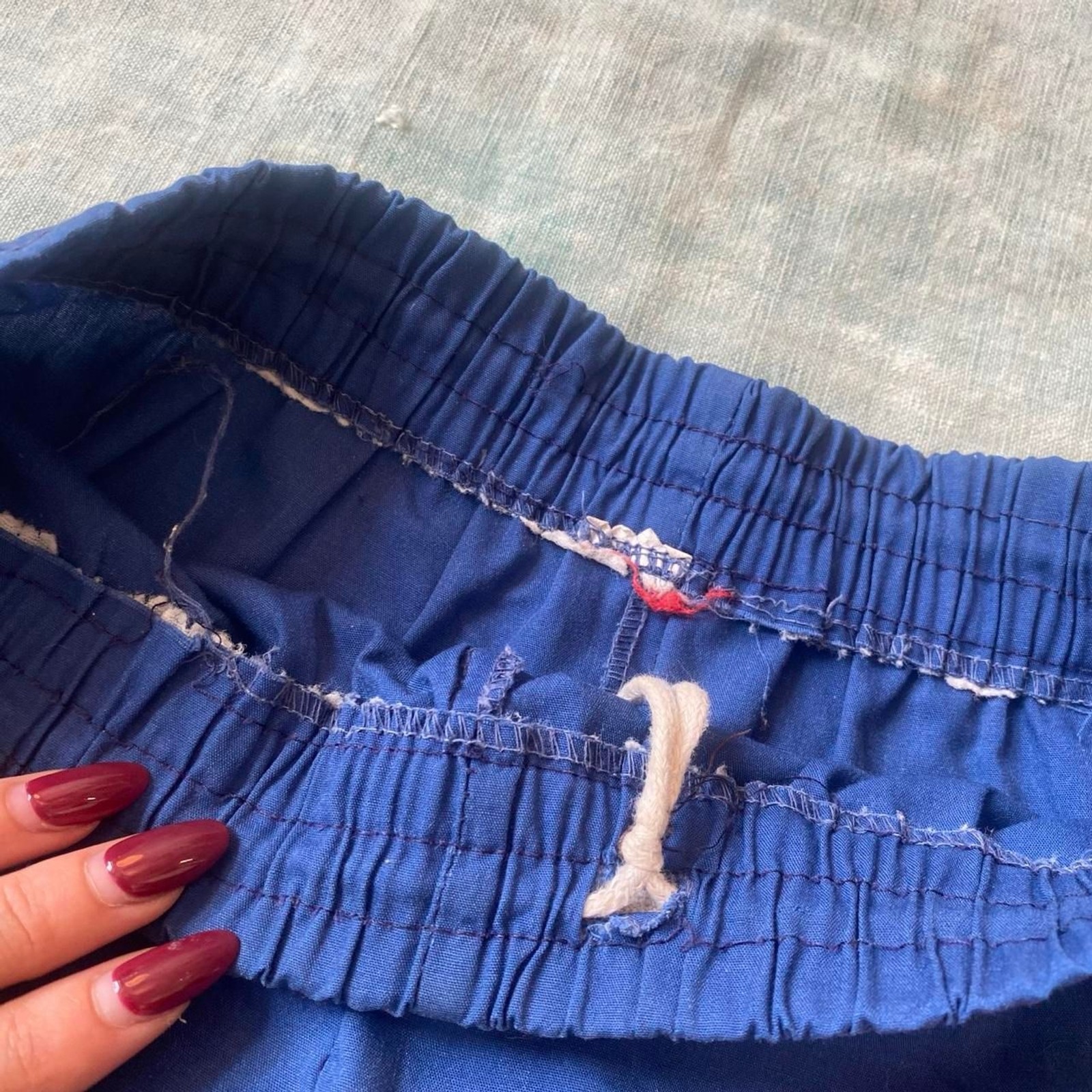1970s navy and red track shorts