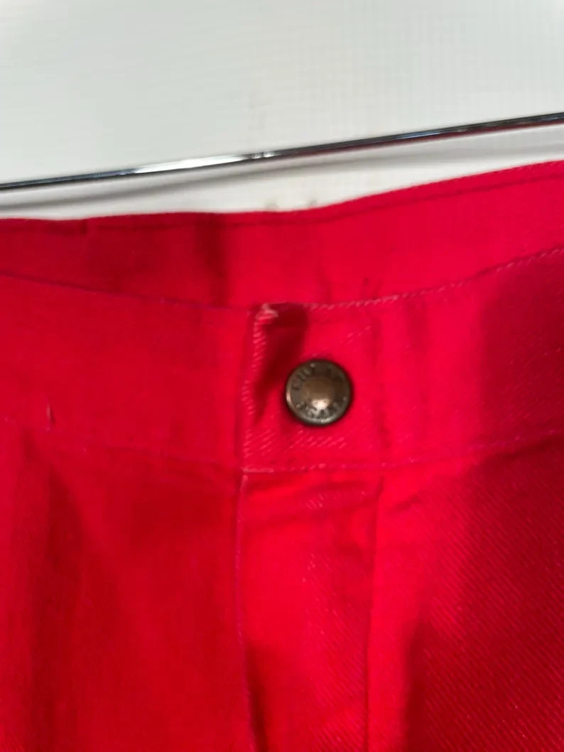 Vintage 1970s Cherry Red Denim Bell Bottoms Size L