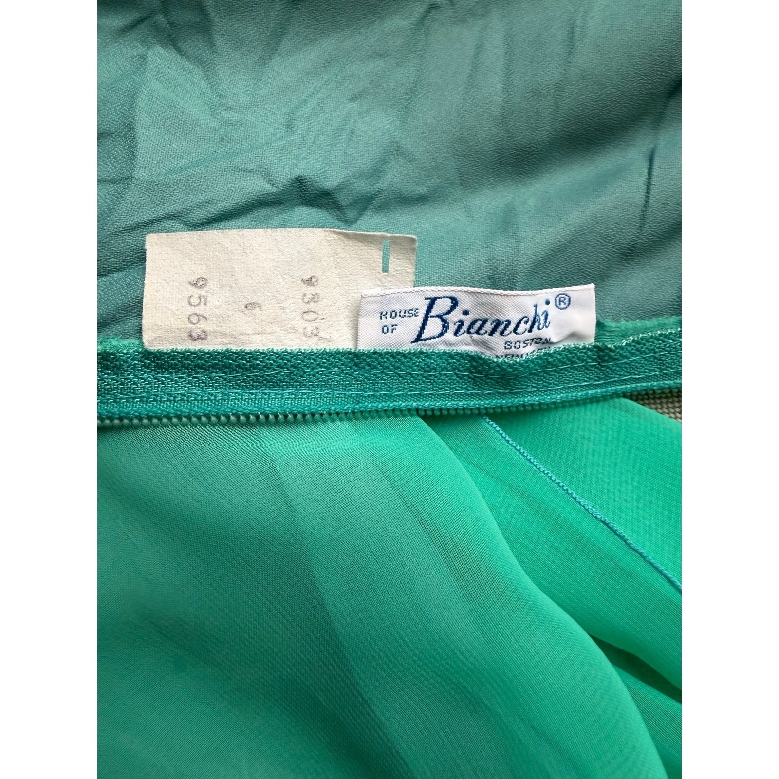 VTG House of Bianchi Gown Sz XS 0-2 Maxi Dress Empire Aqua Cottagecore Romantic