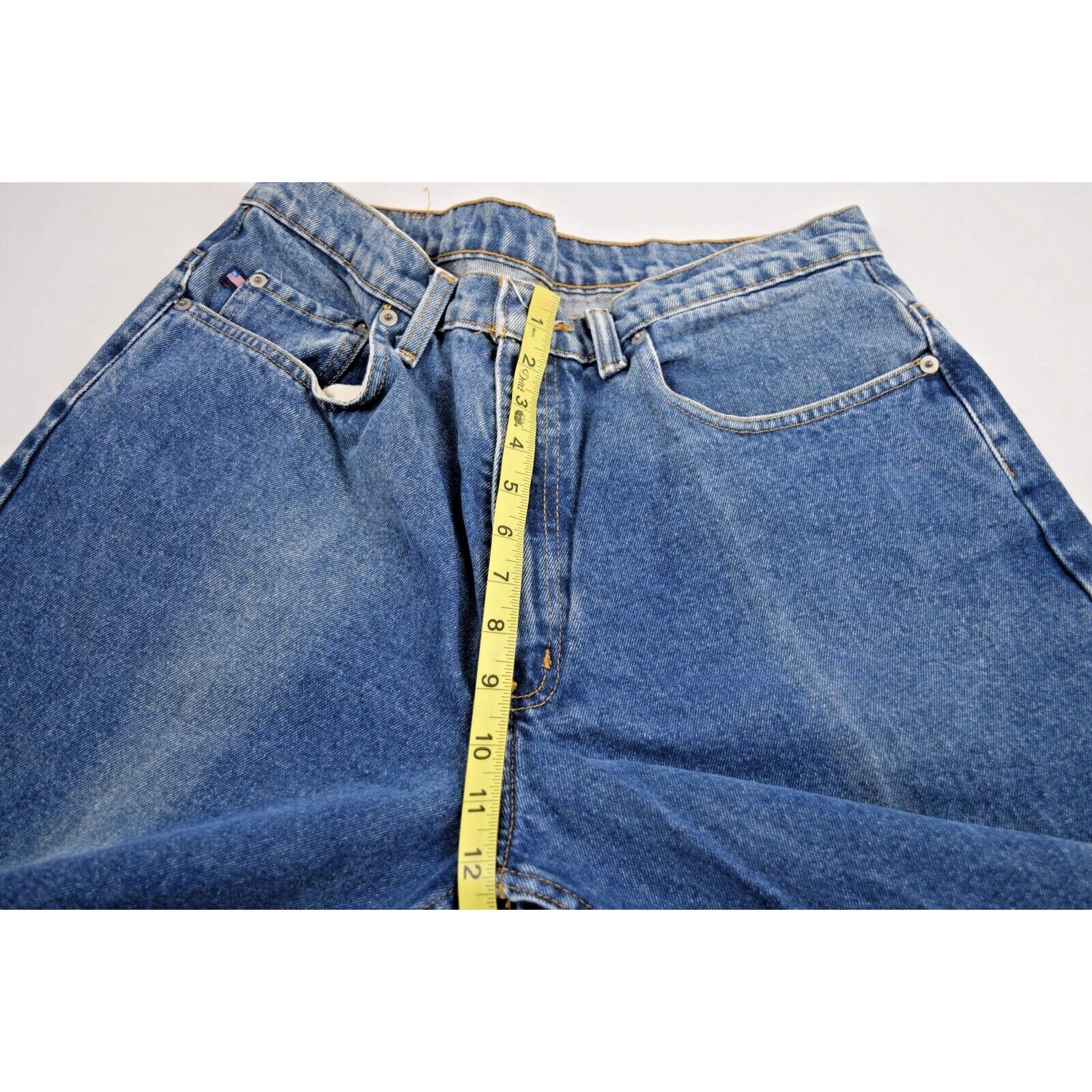 VTG Polo Jeans 33 x 3290s Ralph Lauren Blue Banner Jean Relax Fit Strait Leg