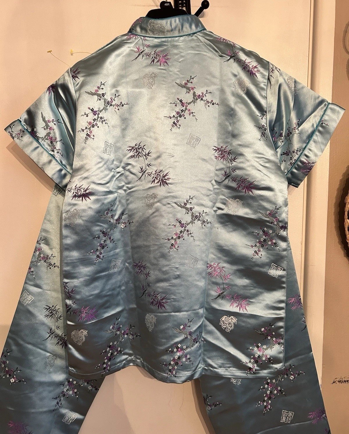 VTG Chinese EveningLoungewear Pajama Set Top & Matching Pants Size Medium 1950s