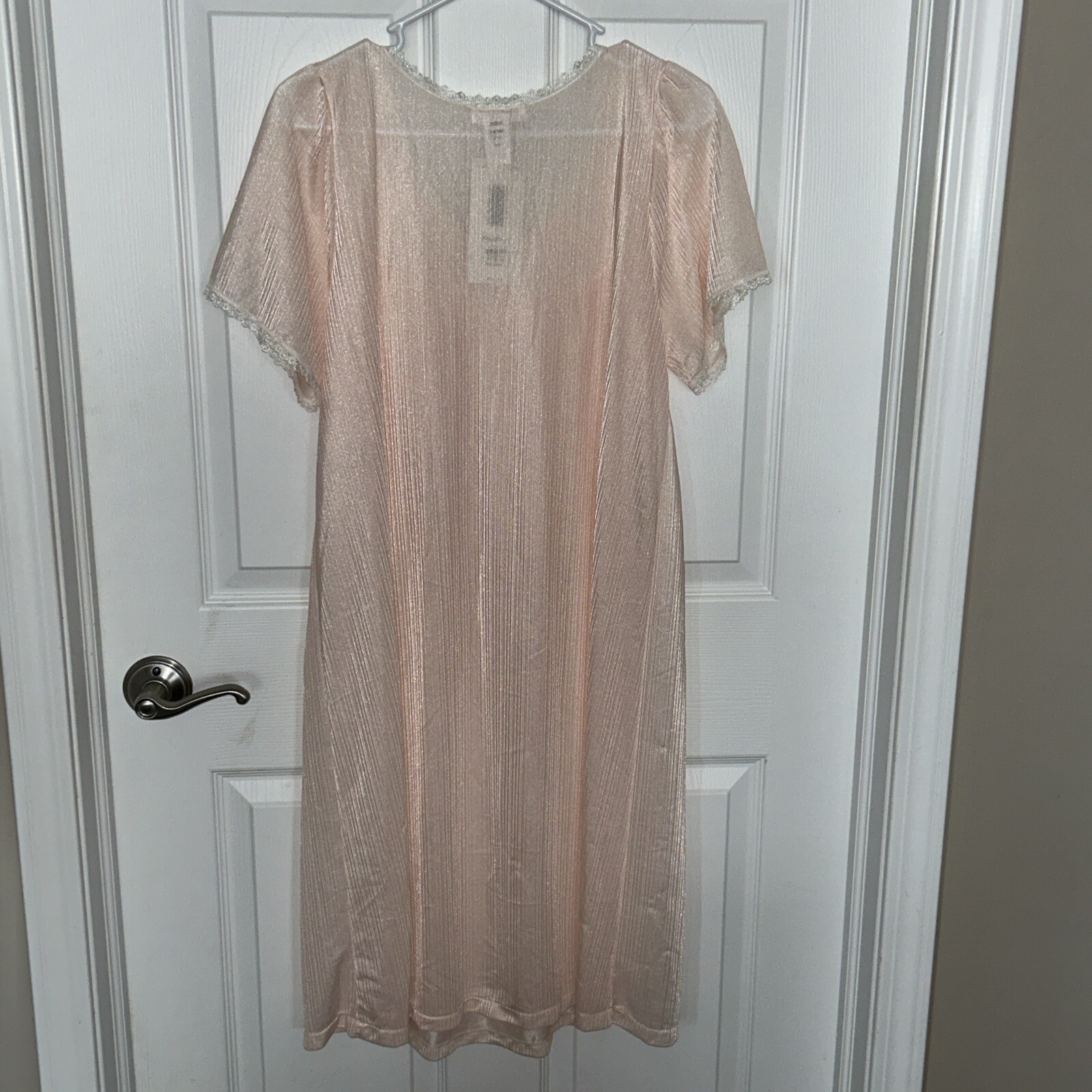 Sears Small NEW Fundamentals Thin Nylon Light Peach Flower/Lace, Nightgown, NWT