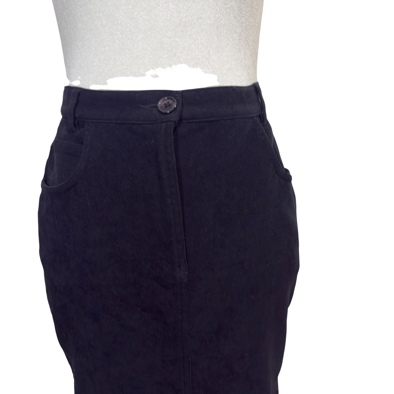 Vintage Petite Sophisticate Black Maxi Pencil Skirt High Waist 80s 90s