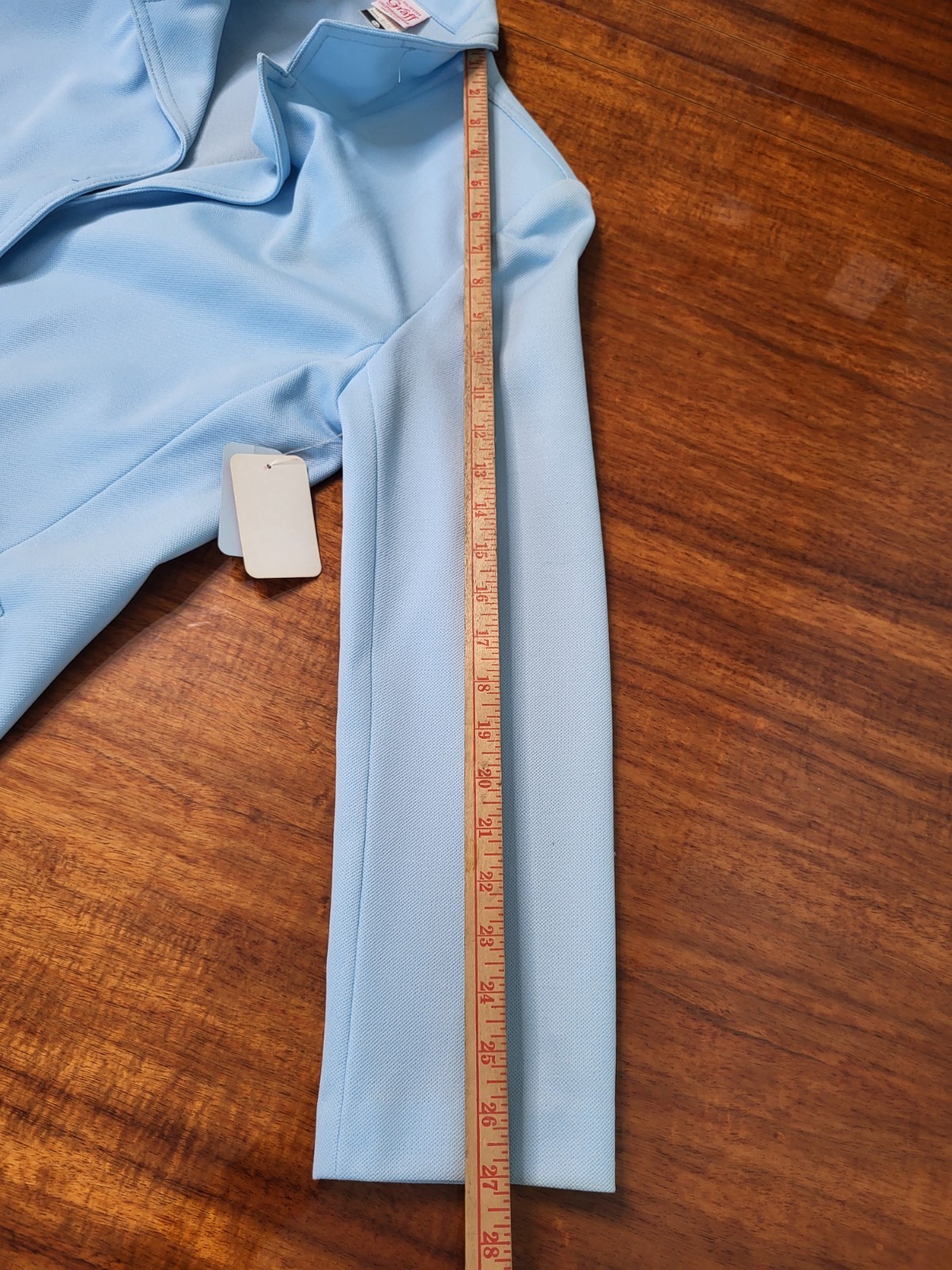 VTG 70s Graff California Blue Polyester 2 Piece Pantsuit Set Size 12 Made In USA