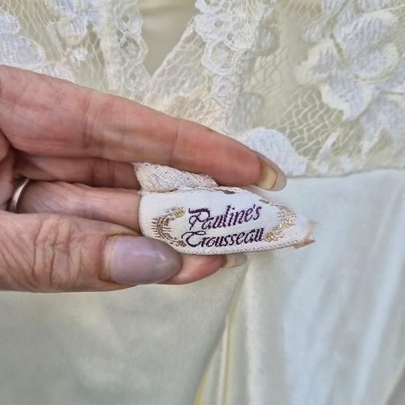 Pauline&rsquo;s Trousseau Vintage Lace Satin gown Cream Coquette Cottagecore
