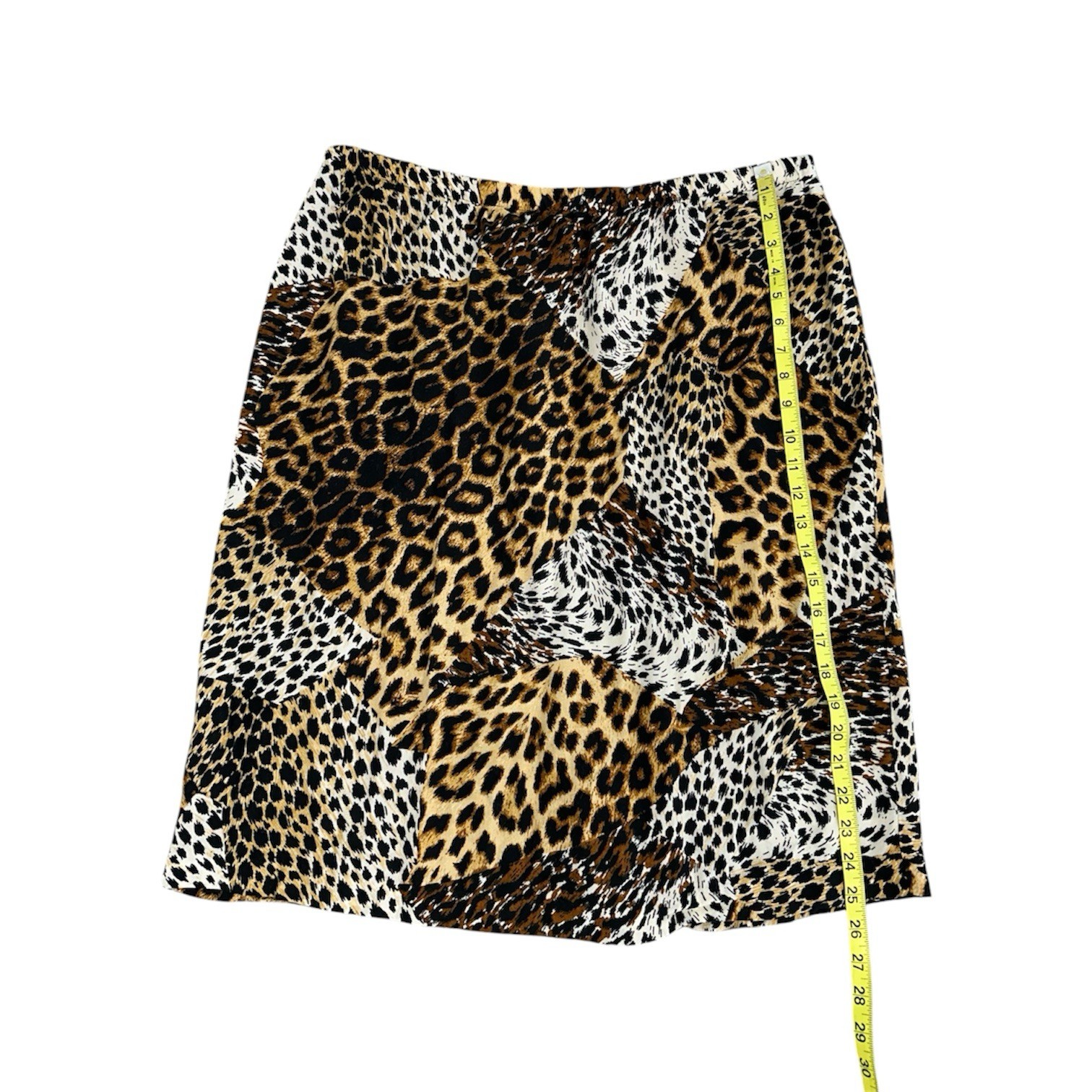 Vintage 90s S.L. Fashions Patchwork Leopard Print Skirt Size 22 Made In USA