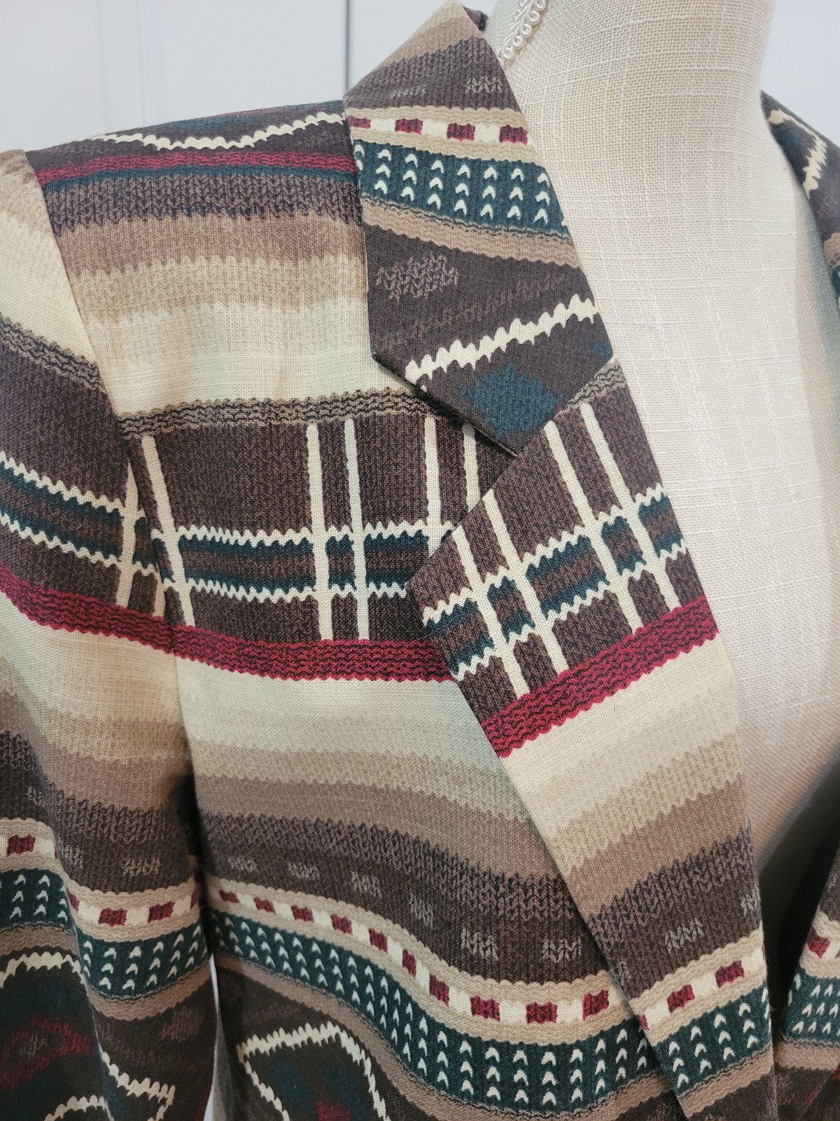 Southwestern Oversized Blazer Jacket Womens L Earth Tone Aztec 90s UNITS
