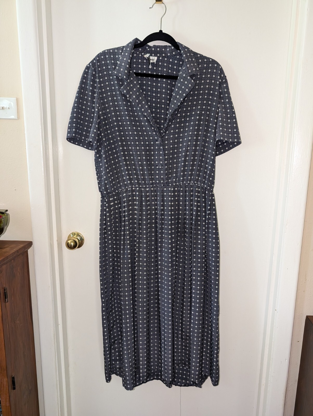 VTG 90s Leslie Fay Nave Pattern Shirt Dress 14 School Teacher Bookworm Grunge