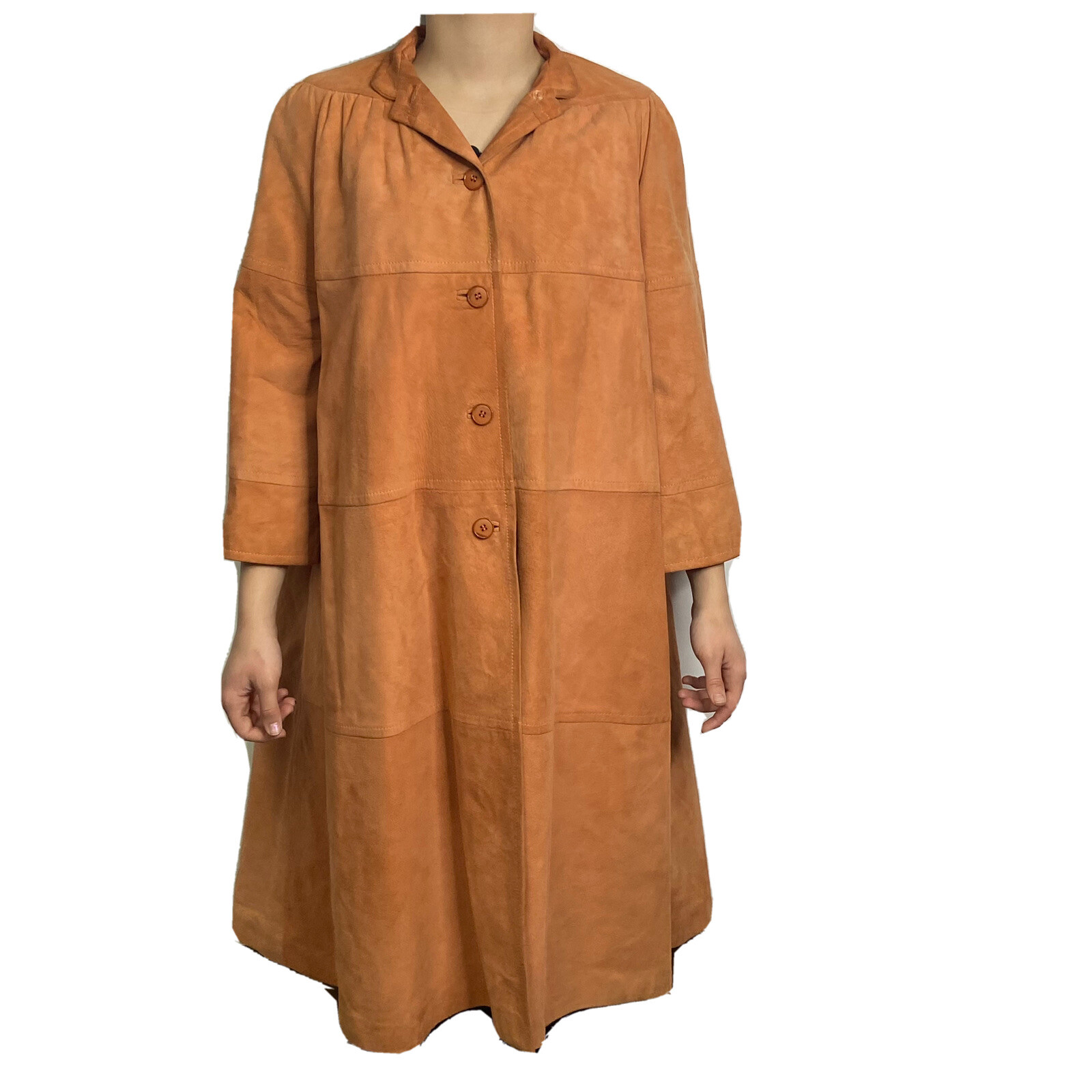 NORDSTROM WILLETT Long Lamb Skin Suede Women&rsquo;s Swing Coat Size S Vintage