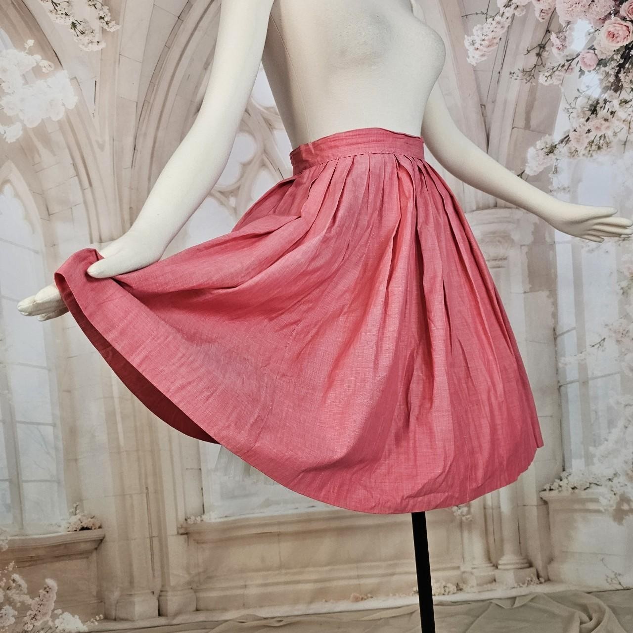 Vintage 1950s Skirt Pleated Pink Circle Skirt Retro Pinup Rockabilly Metal…